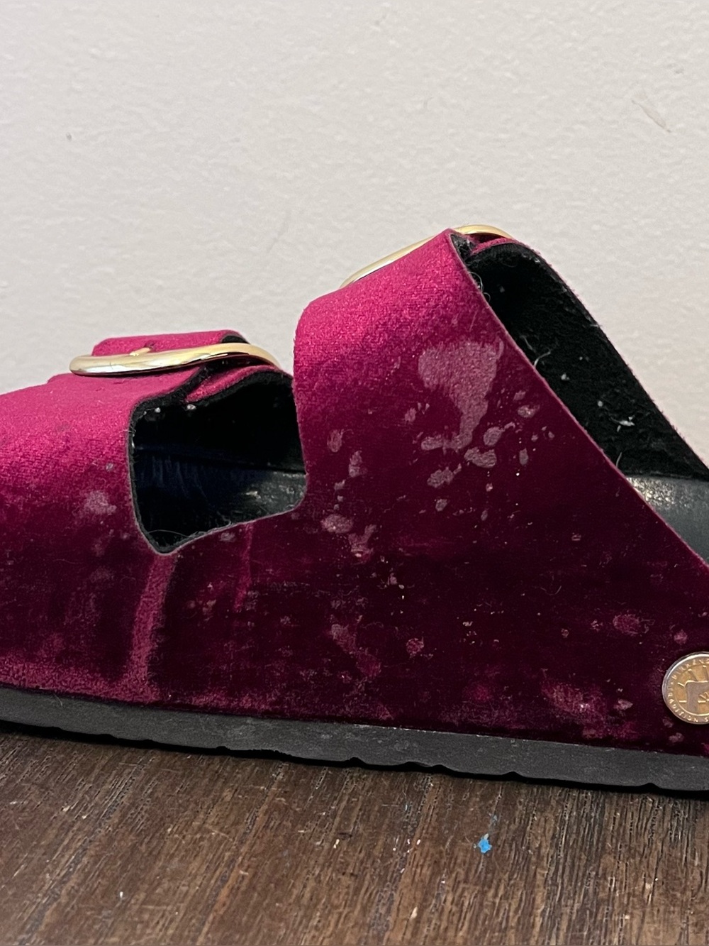 Birkenstock Arizona Big Buckle Velvet Maroon Sandals size 40 Women’s 9 - Picture 4 of 11